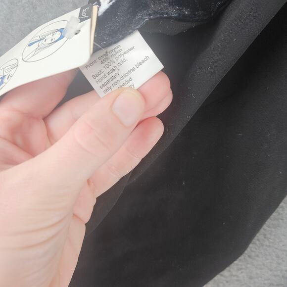 Charlotte Black Burnout Velvet Scarf Floral Baroque Embossed Beaded Accents - Picture 4 of 6